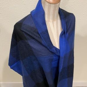 Black & Blue Plaid Rectangular Coat/Jacket Topper/Wrap